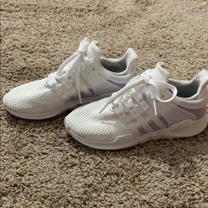 adidas eqt white with lavendar accent